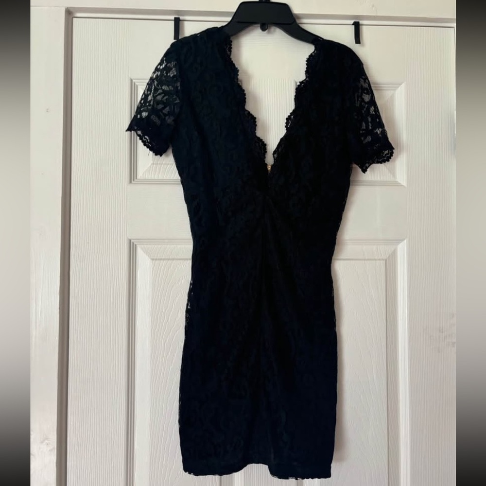 black lace mini dress